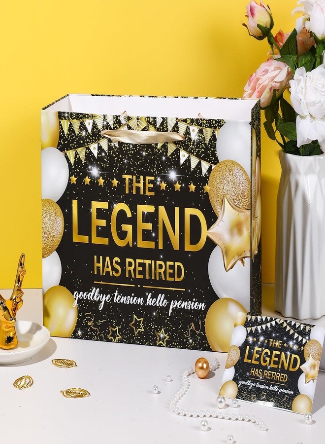 Wayyogh Retirement Gift Bags,The Legend Has Retired&Goodbye Tension Hello Pension with Wrapping Tissue Paper Card for Men Women Retirement,Coworker,Farewell Going Away Party Decorations Supplies Favors Gifts - Image 2